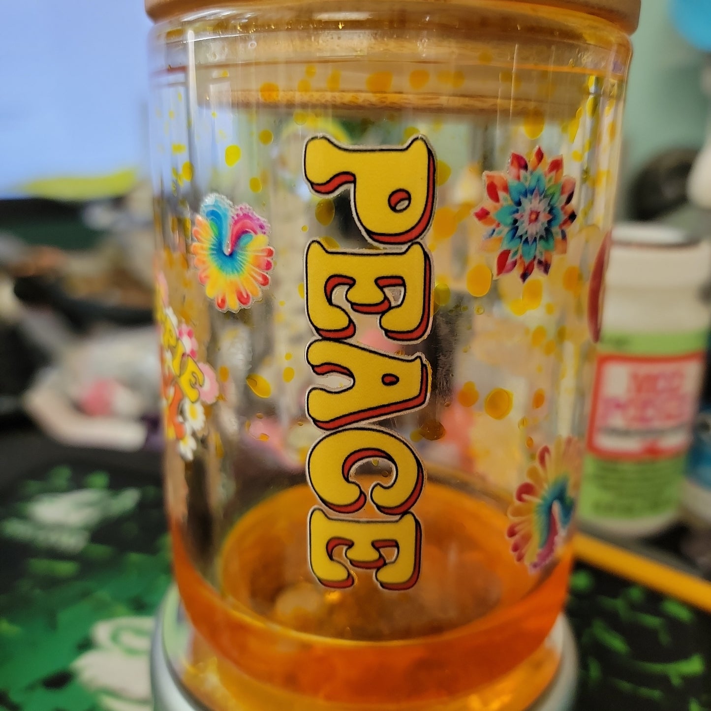 # 15 oz glass glitter mug