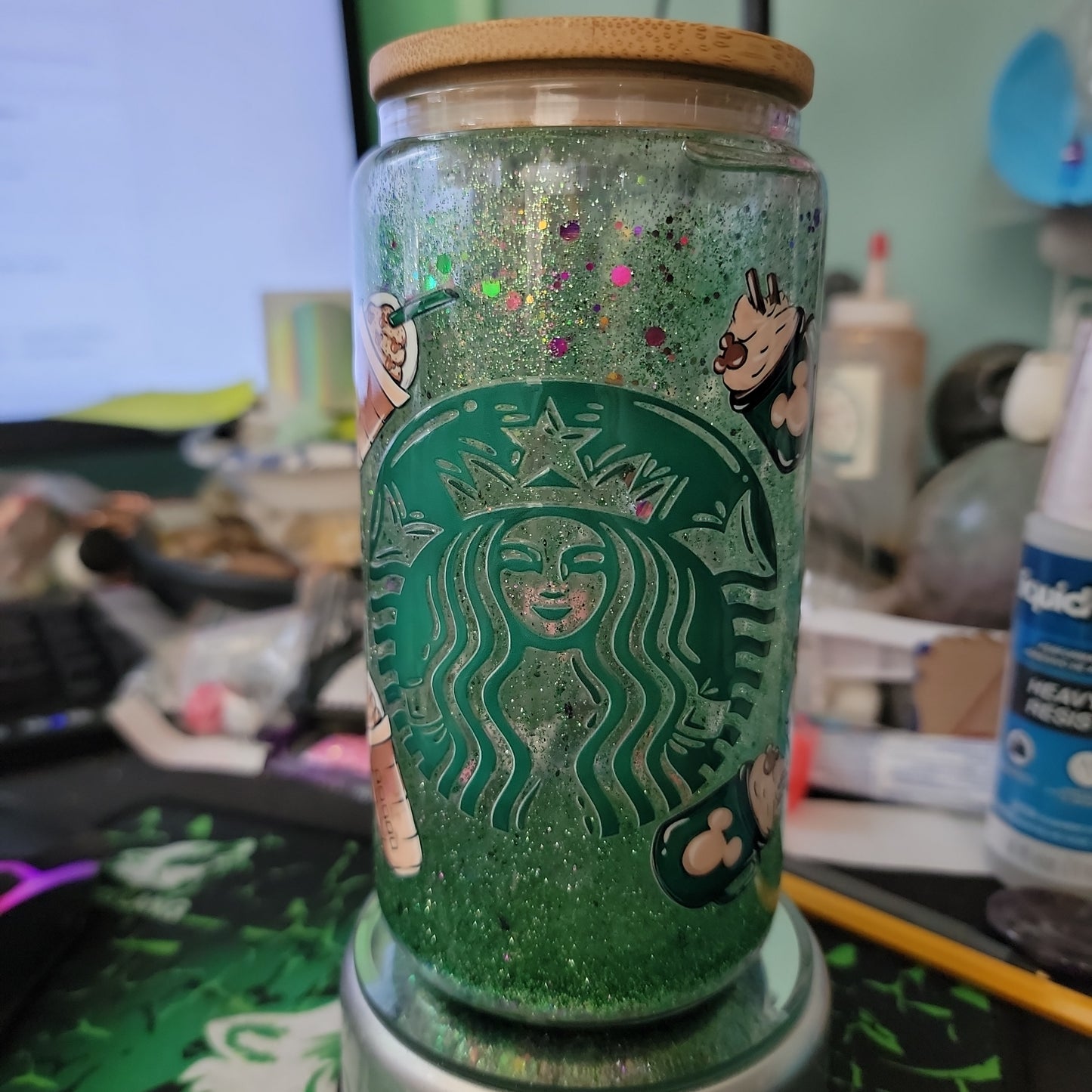 # 16 oz glass snowglobe tumbler Starbucks