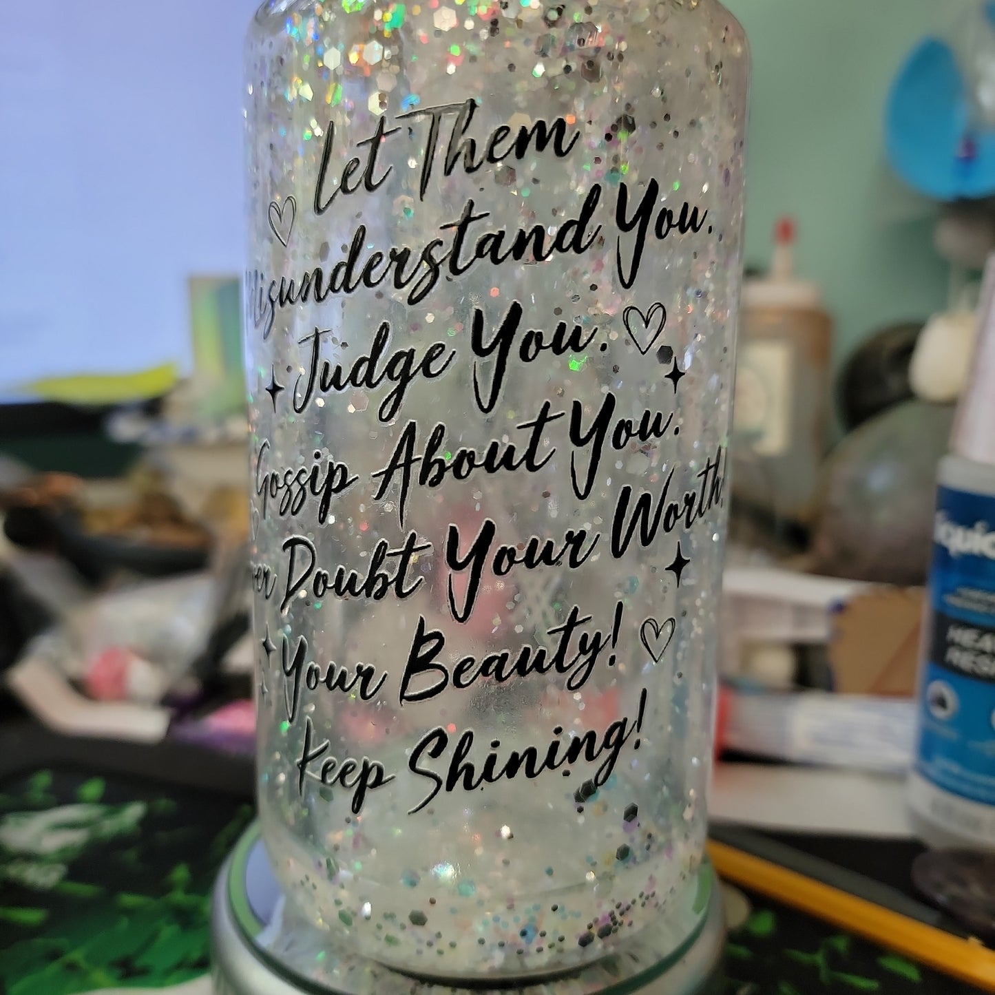 # 16 oz glass snowglobe tumbler Let Them