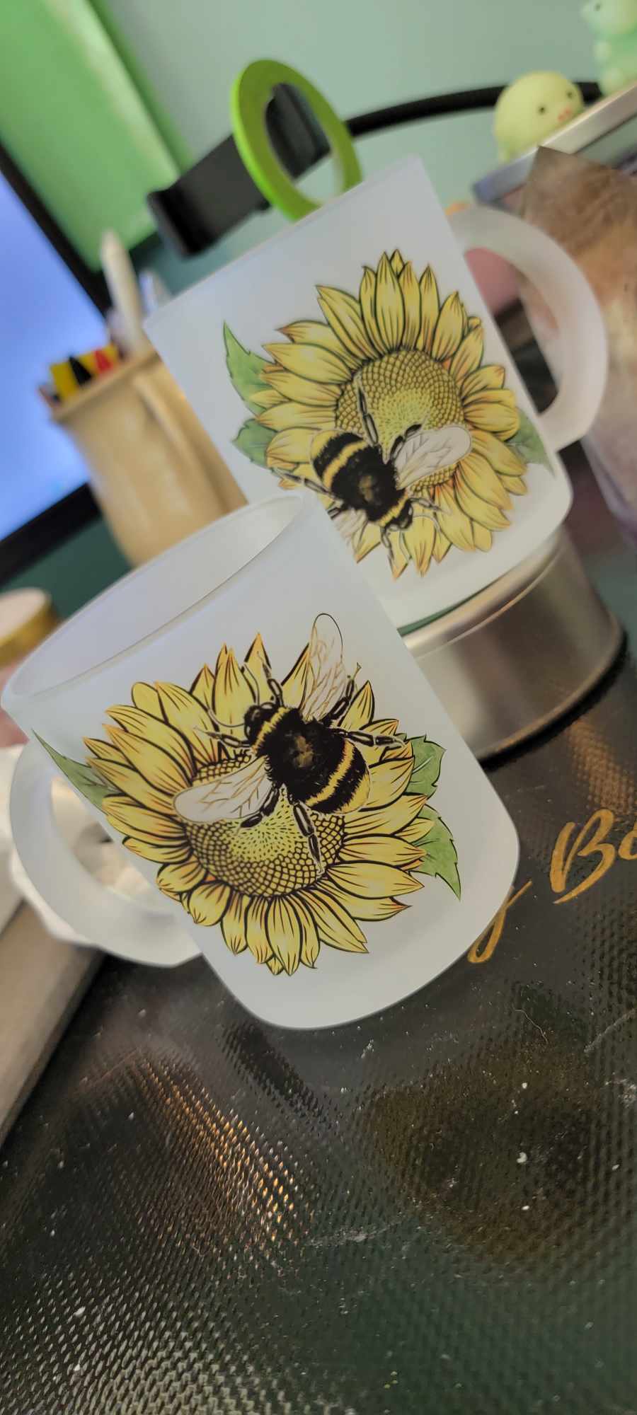 11 oz frosted glass "Sunflower"