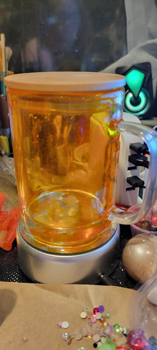 # 15 oz glass glitter mug